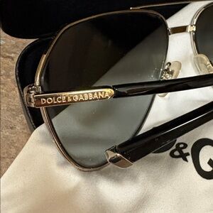 Dolce & Gabbana Gold and Black Aviator Sunglasses